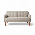 Sofa with wooden legs in gray fabric measuring 150 x 80 x 70cm