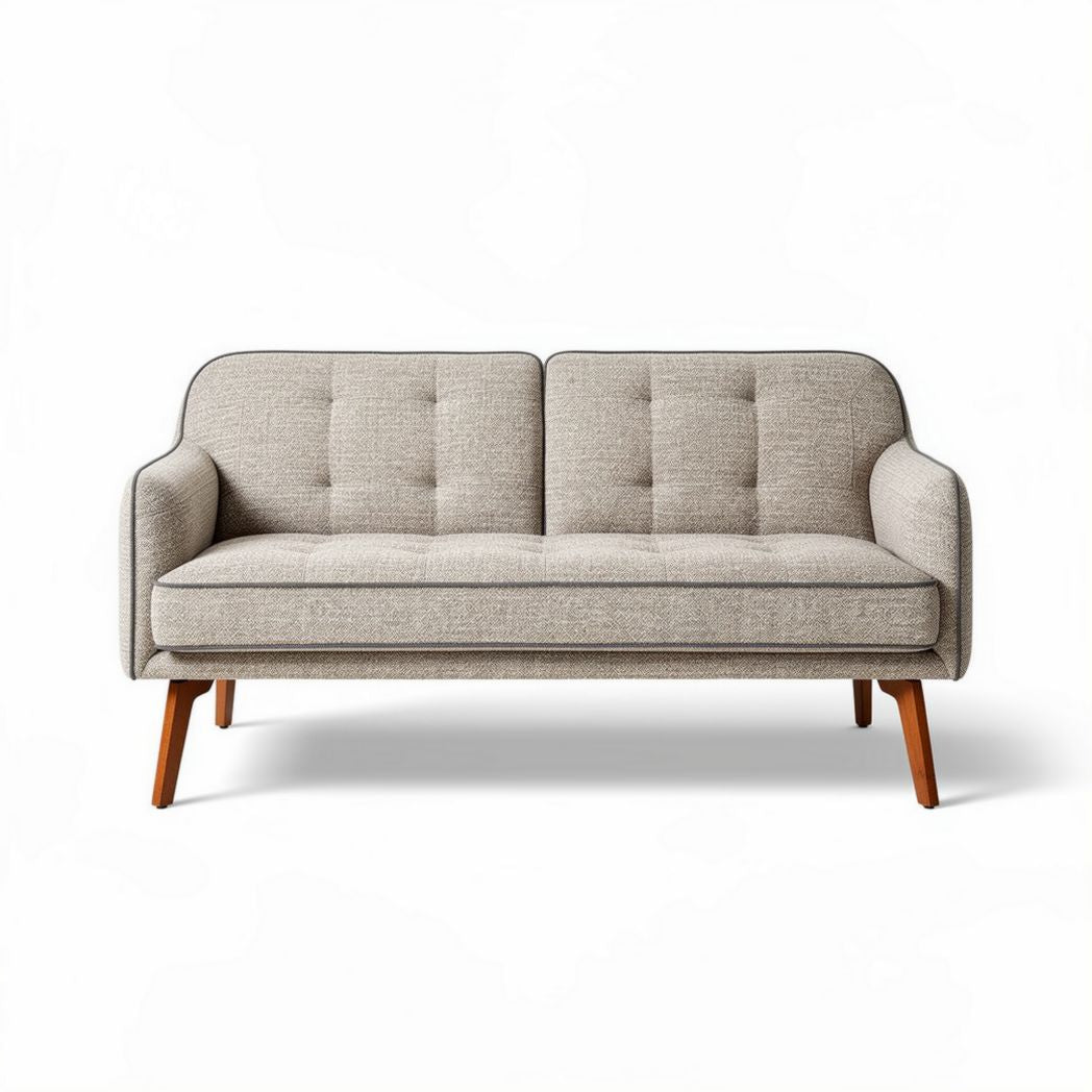 Sofa with wooden legs in gray fabric measuring 150 x 80 x 70cm