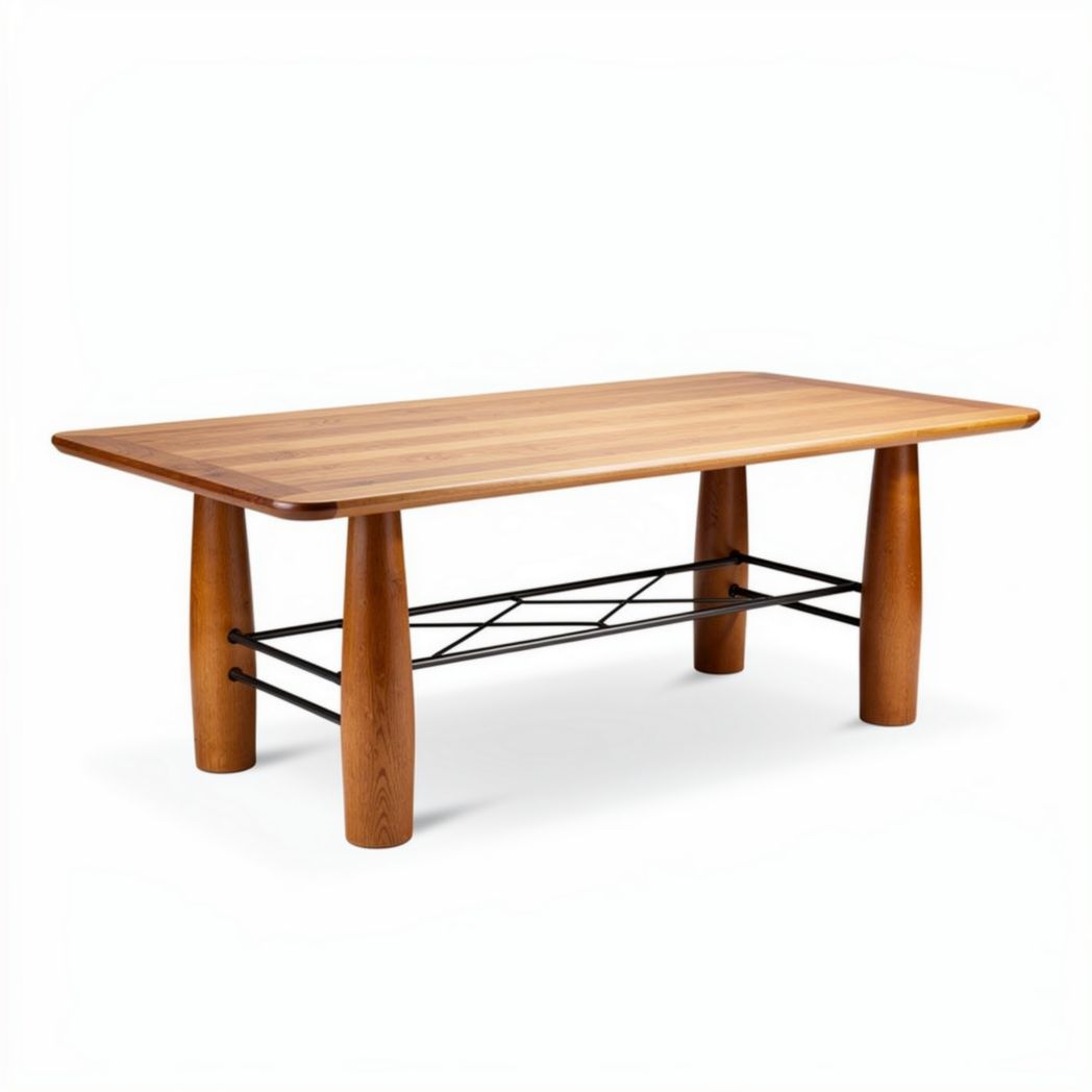 Wooden coffee table with metal accents 150 x 90 x 75cm for living room