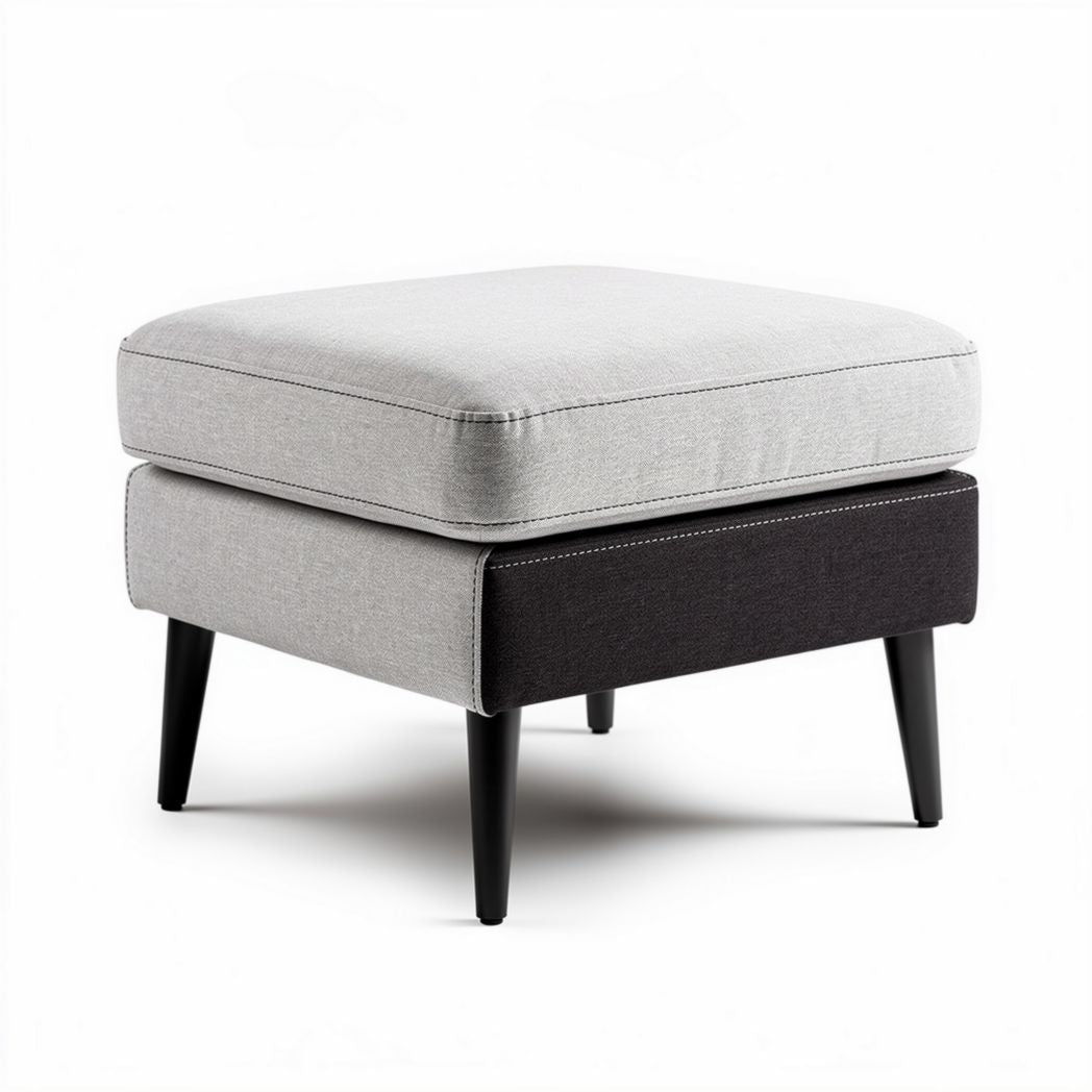 Two-tone upholstered ottoman with removable cushion 45 x 45 x 40cm