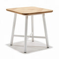 Wooden side table with white metal legs 40 x 40 x 45cm for living room