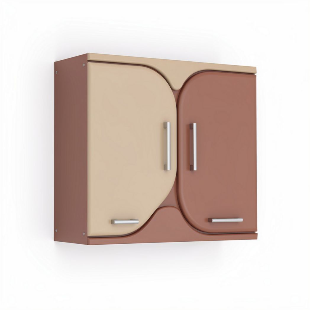 Wall-mounted cabinet with two doors in brown and beige finish size 60 x 40 x 30cm