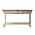 Wooden console table with drawer and open shelf in beige finish 120 x 60 x 75cm