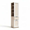 Wooden storage cabinet with shelves and drawers 30 x 40 x 150cm in white and beige