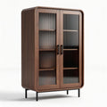 Glass door storage cabinet with wooden frame and shelves 80 x 40 x 120cm
