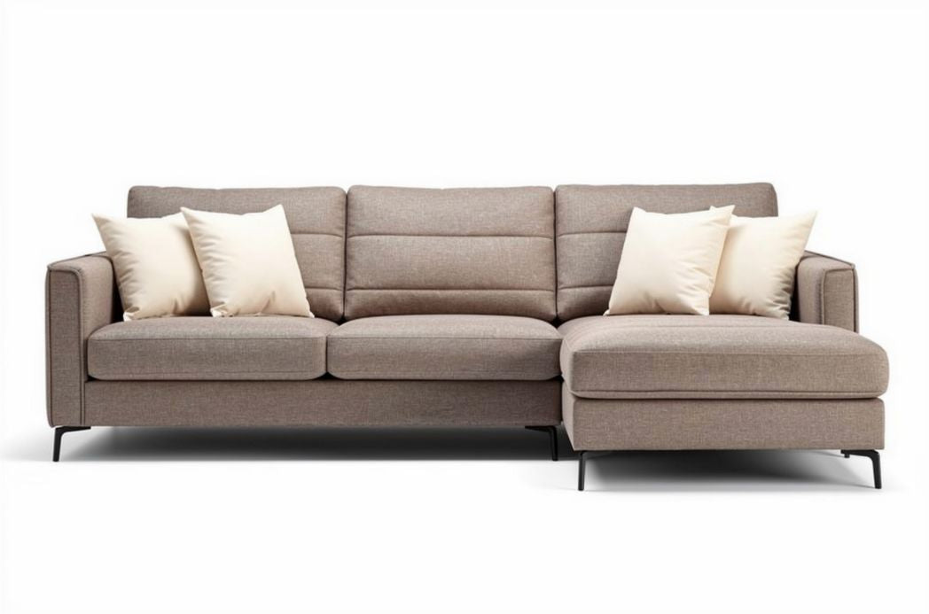 Sectional sofa with soft upholstery and adjustable chaise lounge in beige 240 x 90 x 85cm