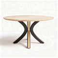 Round wooden dining table with black metal base 90 x 90 x 75cm