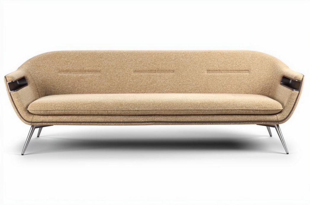 Modern sofa with fabric upholstery and wooden accents 200 x 80 x 70cm