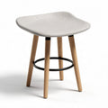Concrete seat stool with wooden legs and black metal support 40 x 40 x 75cm